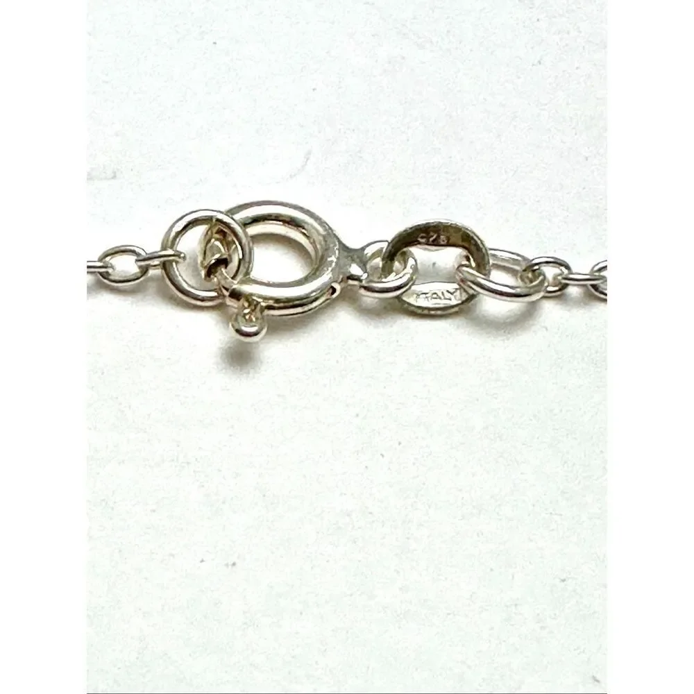 VTG 925 Italy Sterling Silver Puffed Heart Drop Necklace 16” Solid 6g